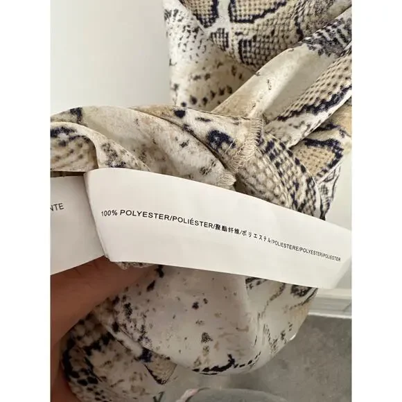 J.O.A. Breeana Beige Snake Print Satin Cowl Neck Slip Dress Womens Size XS - Picture 8 of 9